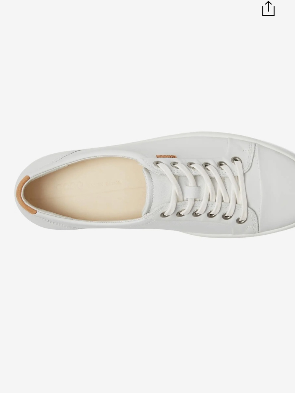 Ecco Women's White Leather Low-Top Sneakers with Tan Accent. Soft 7 - Picture 2 of 5